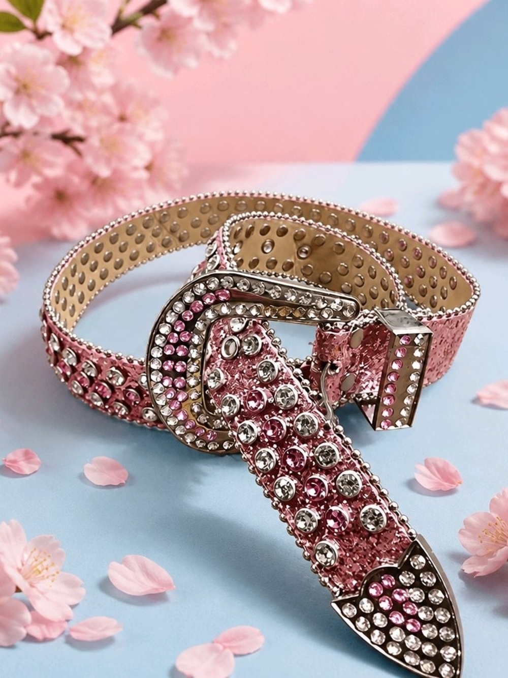 Embellished Pink Crystal Women's Belt